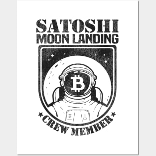 Member Satoshi Moon Landing Crew Funny Bitcoin BTC Posters and Art